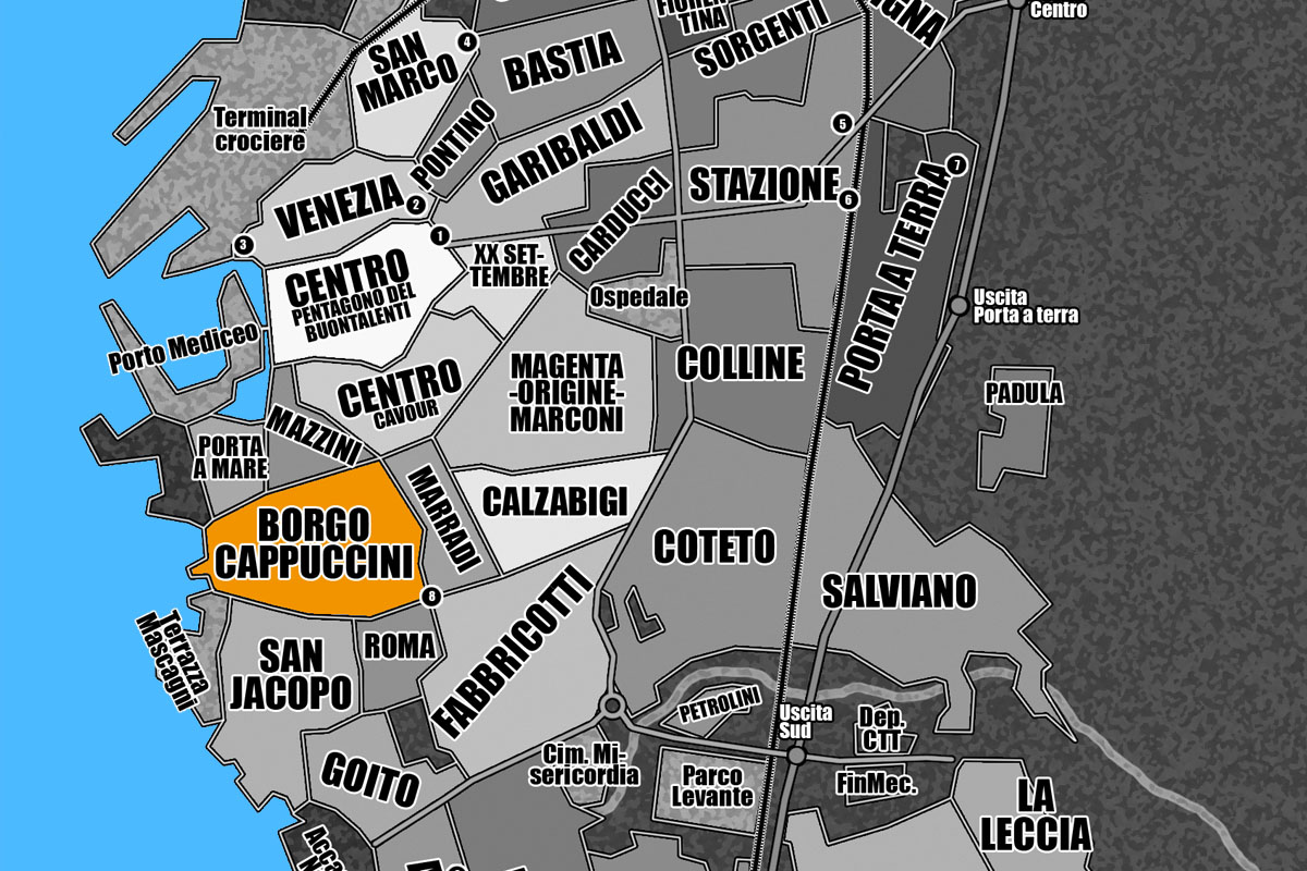 il quartiere di Borgo Cappuccini a Livorno